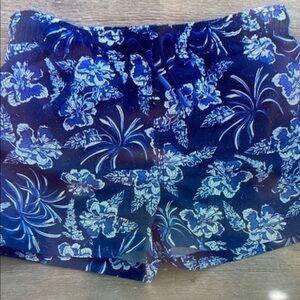 Blue Floral Kids Swim Trunks
